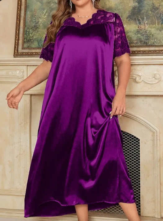 Robe d'intérieur luxueuse en satin (grande taille)