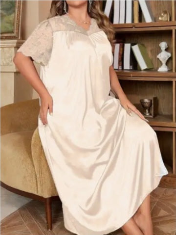 Robe d'intérieur luxueuse en satin (grande taille)