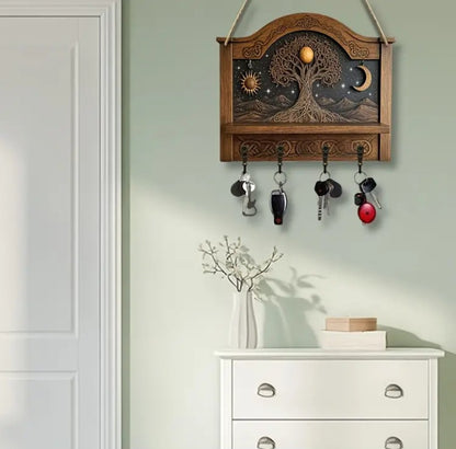 Porte-clé mural en bois Arbre de vie