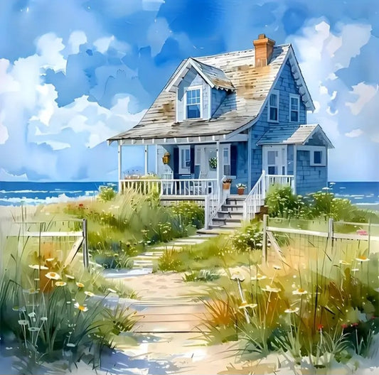 Ensemble de peinture au diamant La maison de la plage