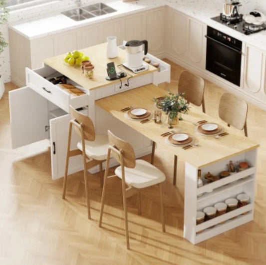 Îlot de cuisine de 82.7 po. avec table extensible