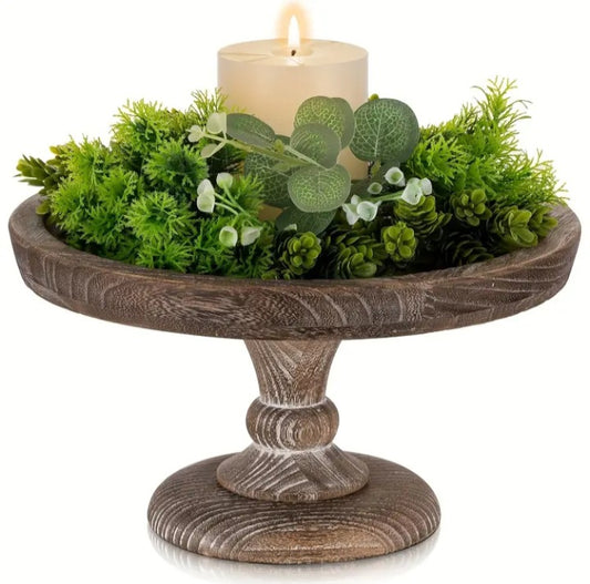 Support de présentation rond en bois rustique de 11 pouces