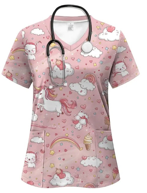 Haut d'uniforme à motif licornes