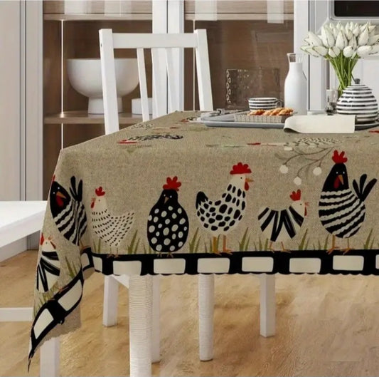 Nappe décorative à motif de coqs vintage