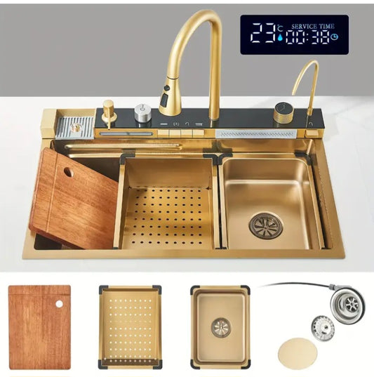 Ensemble d'évier de cuisine moderne avec robinet