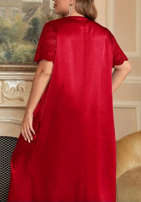 Robe d'intérieur luxueuse en satin (grande taille)