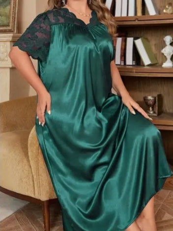 Robe d'intérieur luxueuse en satin (grande taille)