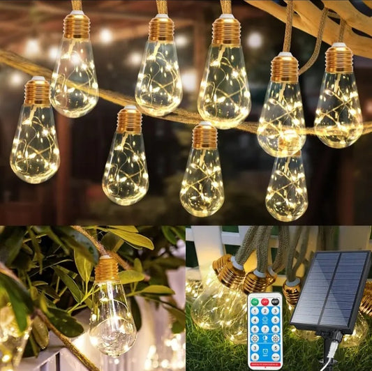 Guirlande solaire retro de 16 ampoules sur 7.6 m