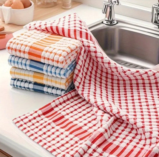 Lot de 5 linges à vaisselle à carreaux