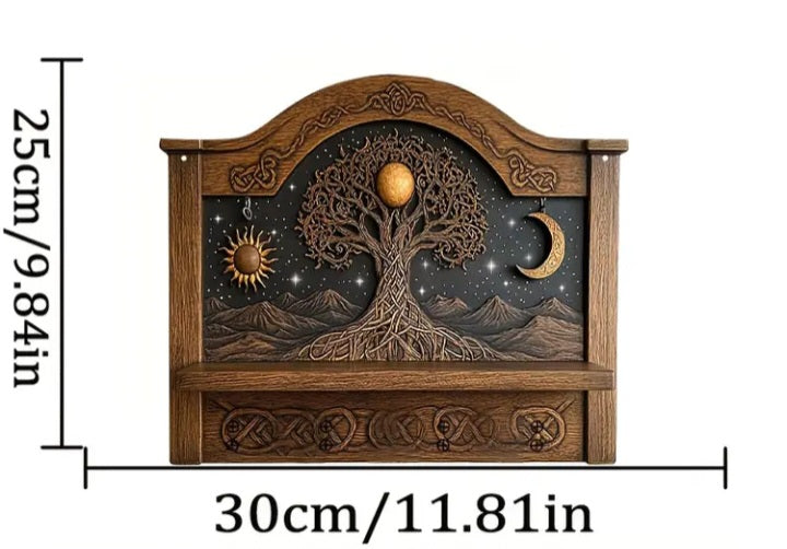 Porte-clé mural en bois Arbre de vie