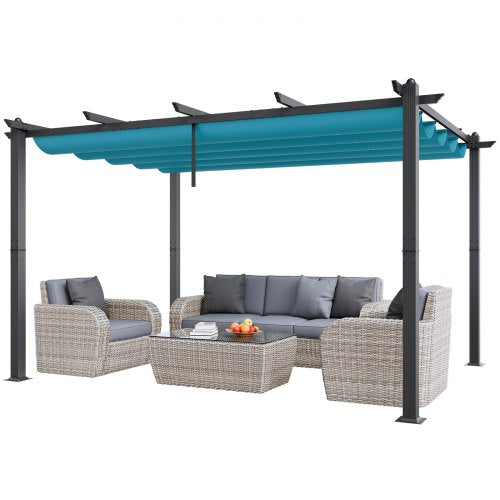 Pergola rétractable 10 x 13 pieds bleu lagon