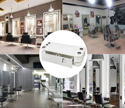 Station de rangement pour salon de coiffure