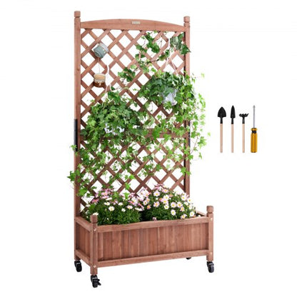 Boîte de jardinage en pin avec treillis de 29.5 x 13 pouces x 61.4 pouces
