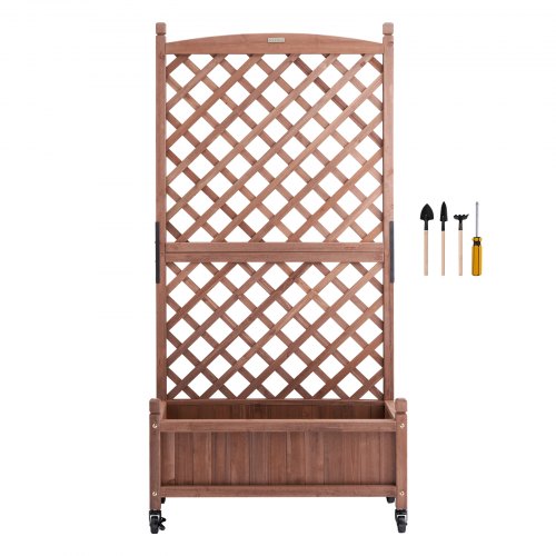 Boîte de jardinage en pin avec treillis de 29.5 x 13 pouces x 61.4 pouces