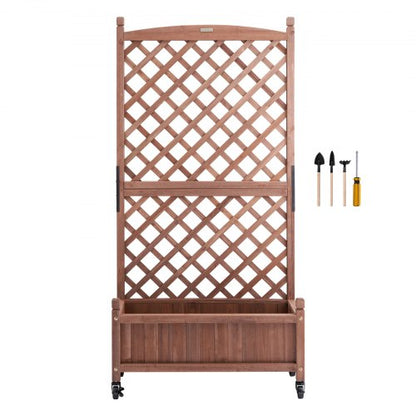 Boîte de jardinage en pin avec treillis de 29.5 x 13 pouces x 61.4 pouces